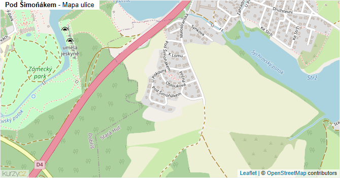 Pod Šimoňákem - mapa ulice
