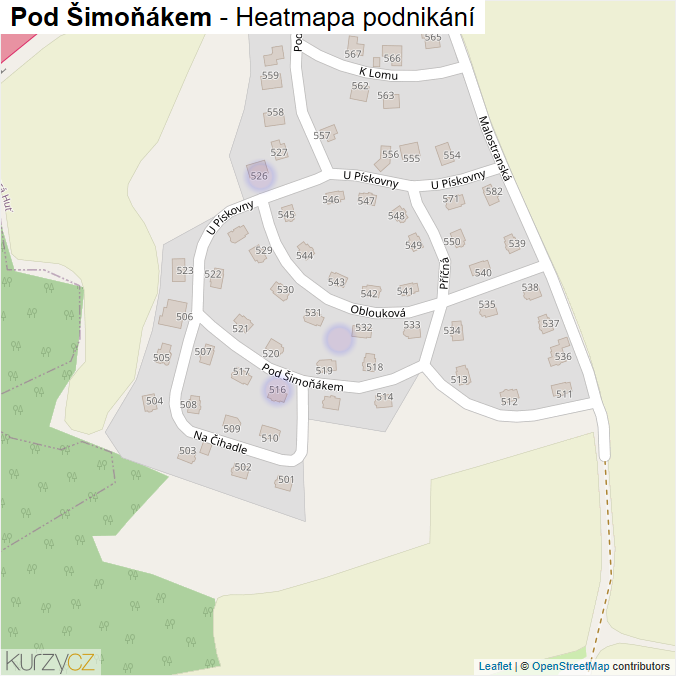 Mapa Pod Šimoňákem - Firmy v ulici.