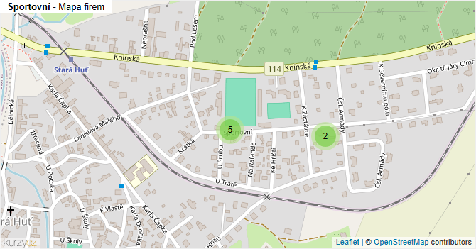 Sportovní - mapa firem