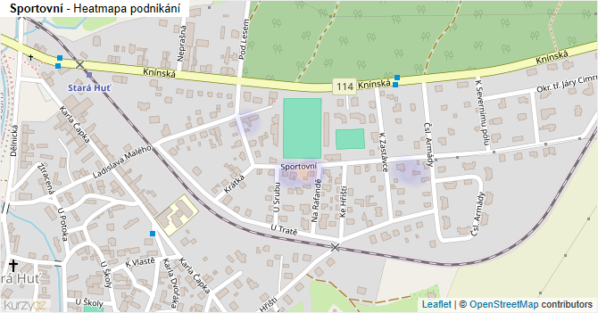 Sportovní - mapa podnikání
