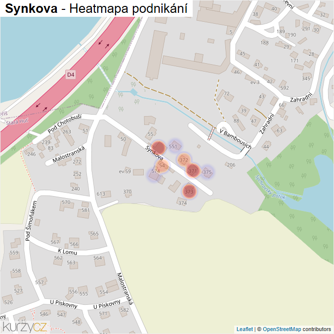 Mapa Synkova - Firmy v ulici.