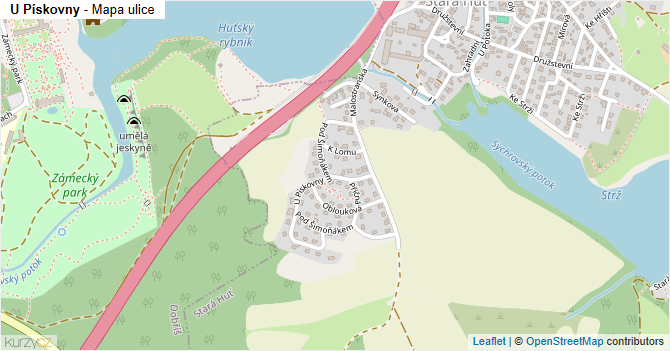U Pískovny - mapa ulice