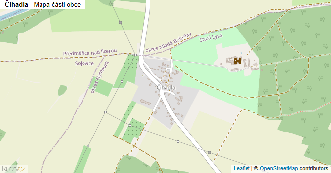 Čihadla - mapa části obce
