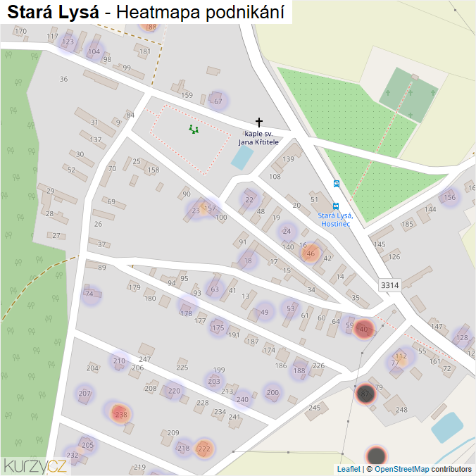 Mapa Stará Lysá - Firmy v části obce.