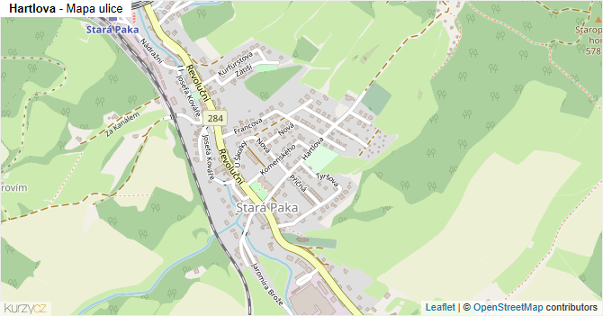 Hartlova - mapa ulice