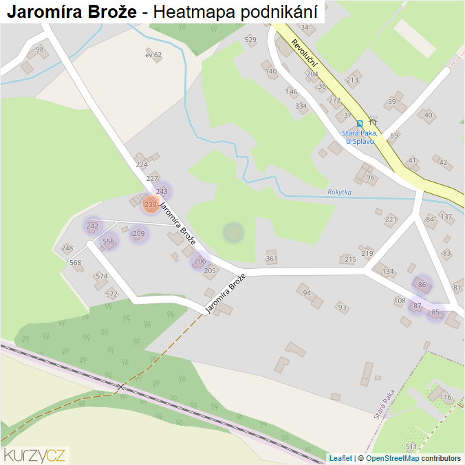 Mapa Jaromíra Brože - Firmy v ulici.