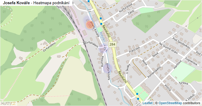 Josefa Kováře - mapa podnikání