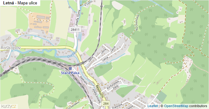 Letná - mapa ulice
