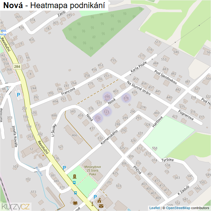 Mapa Nová - Firmy v ulici.