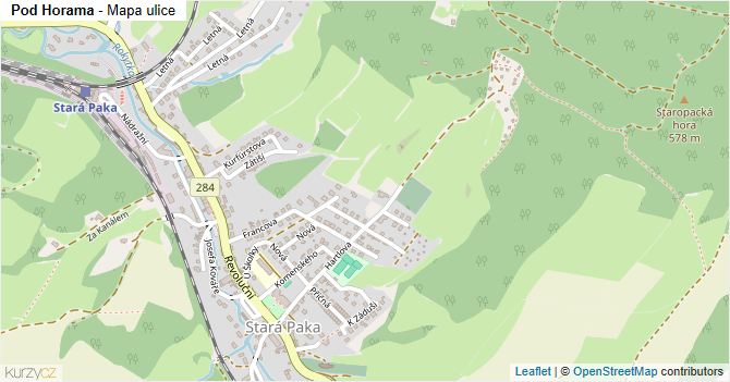 Pod Horama - mapa ulice