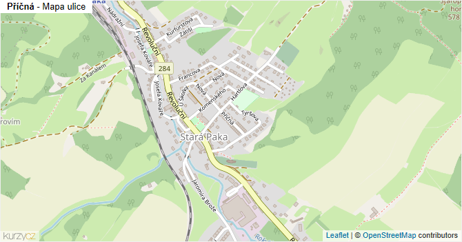Příčná - mapa ulice