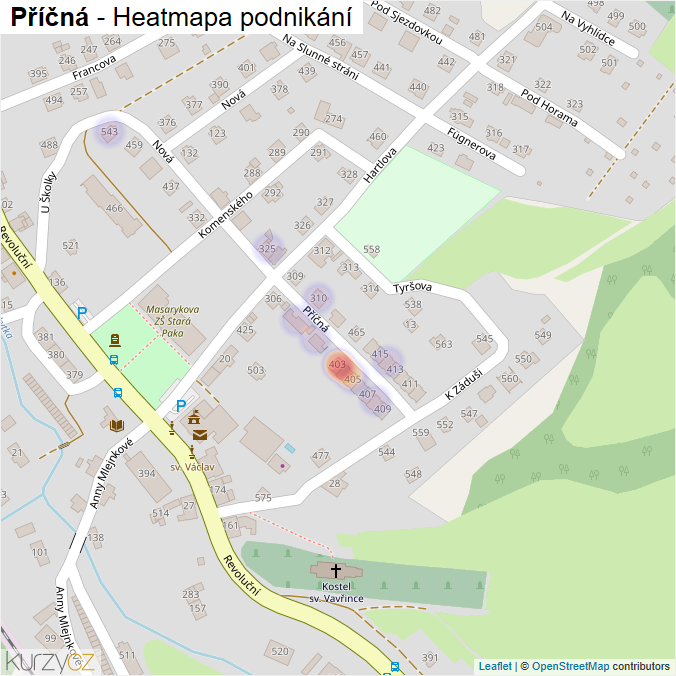 Mapa Příčná - Firmy v ulici.