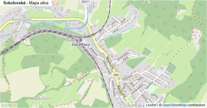 Sokolovská - mapa ulice