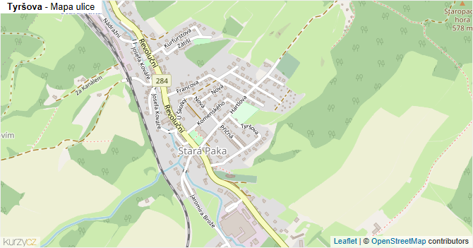 Tyršova - mapa ulice