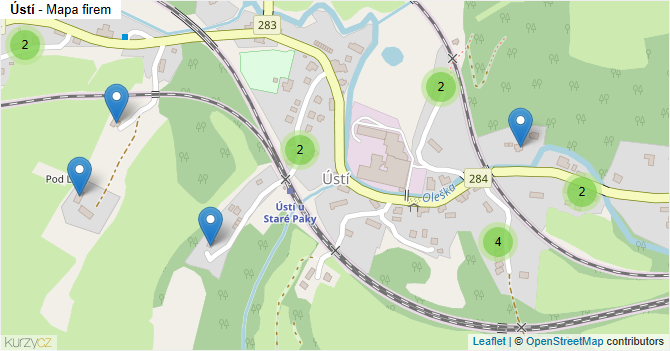 Ústí - mapa firem