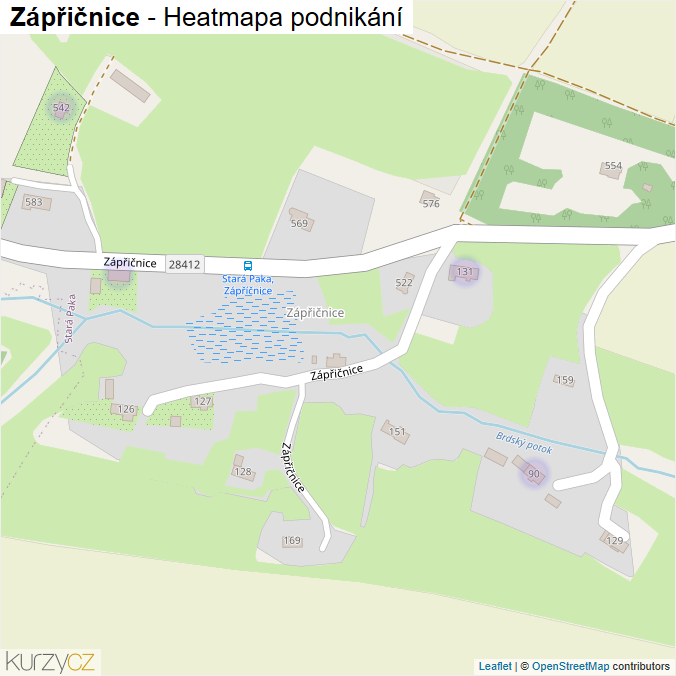 Mapa Zápřičnice - Firmy v ulici.