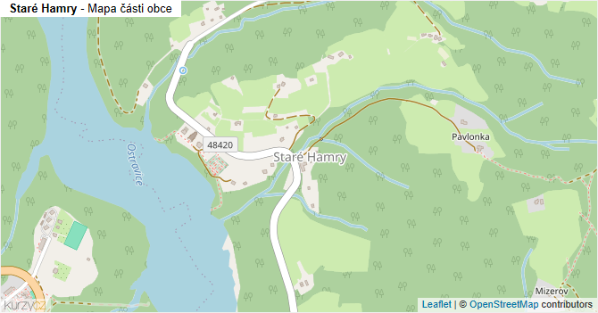 Staré Hamry - mapa části obce