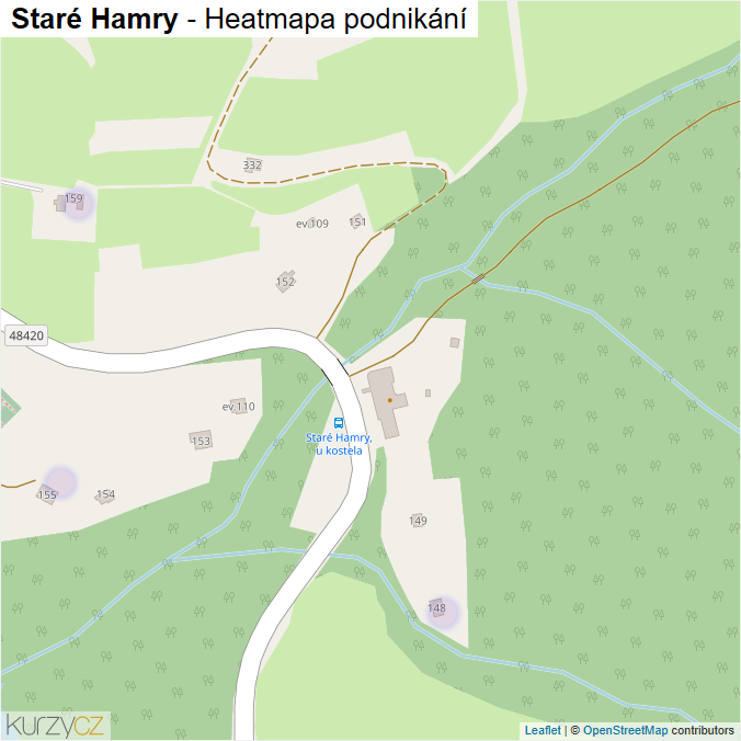 Mapa Staré Hamry - Firmy v části obce.