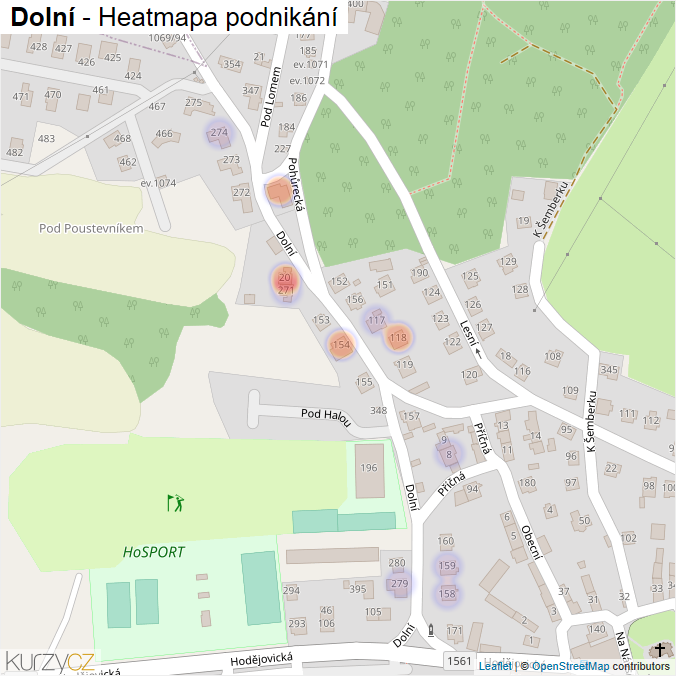 Mapa Dolní - Firmy v ulici.