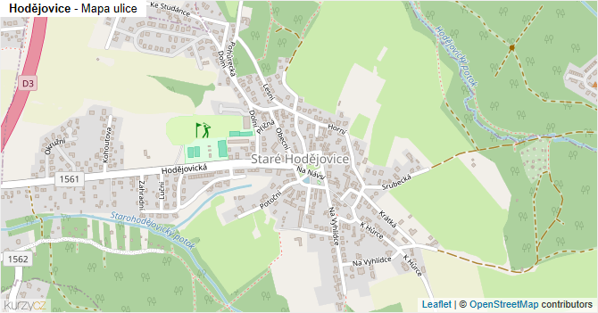 Hodějovice - mapa ulice