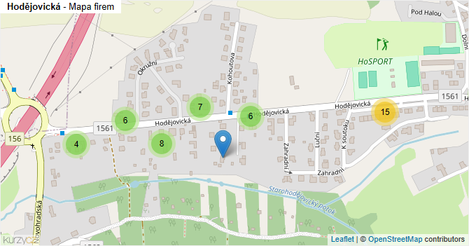 Hodějovická - mapa firem