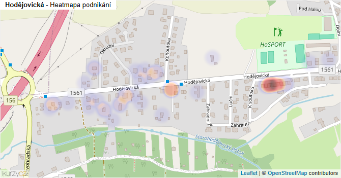 Hodějovická - mapa podnikání