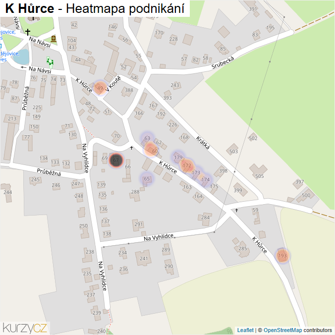 Mapa K Hůrce - Firmy v ulici.