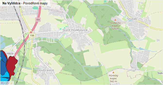Na Vyhlídce - záplavové mapy stoleté vody