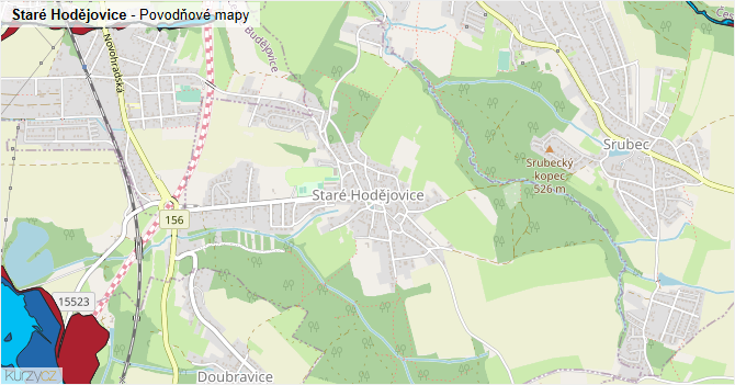Staré Hodějovice - záplavové mapy stoleté vody
