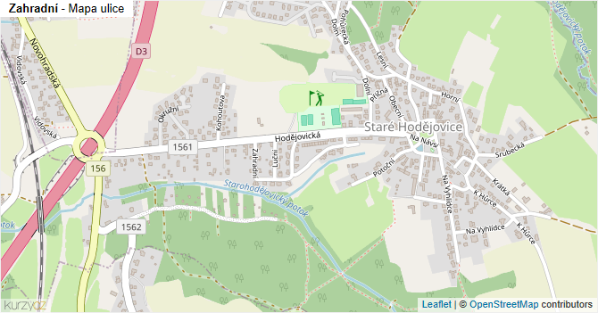 Zahradní - mapa ulice