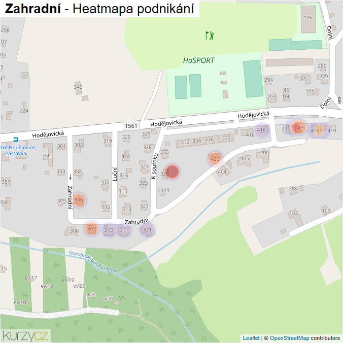 Mapa Zahradní - Firmy v ulici.
