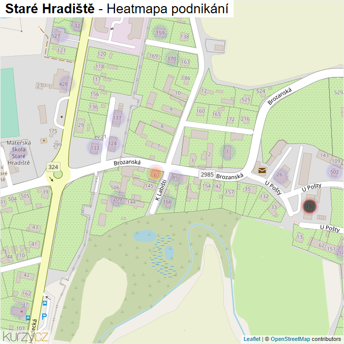 Mapa Staré Hradiště - Firmy v obci.