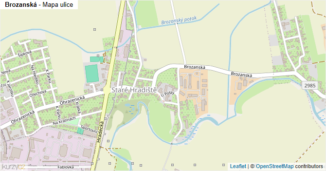 Brozanská - mapa ulice