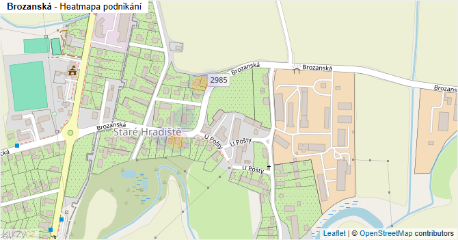 Brozanská - mapa podnikání