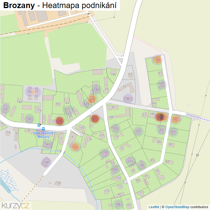 Mapa Brozany - Firmy v části obce.