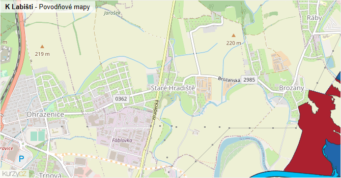 K Labišti - záplavové mapy stoleté vody