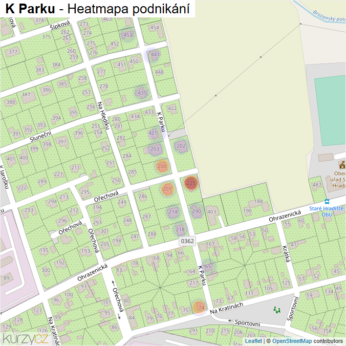 Mapa K Parku - Firmy v ulici.