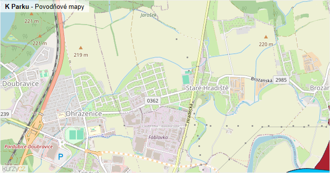 K Parku - záplavové mapy stoleté vody