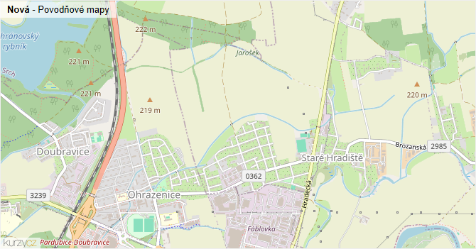 Nová - záplavové mapy stoleté vody