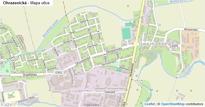 Ohrazenická - mapa ulice