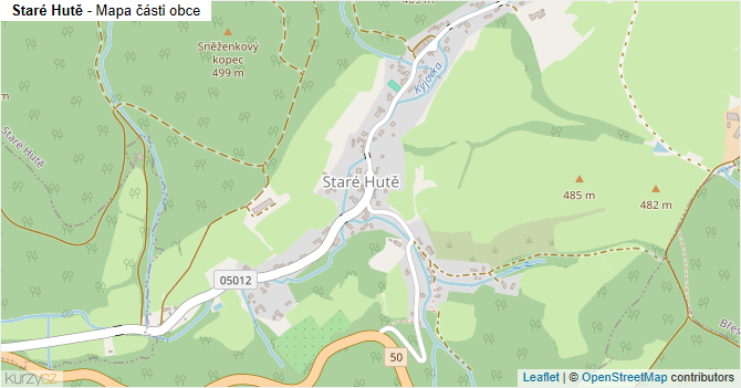 Staré Hutě - mapa části obce