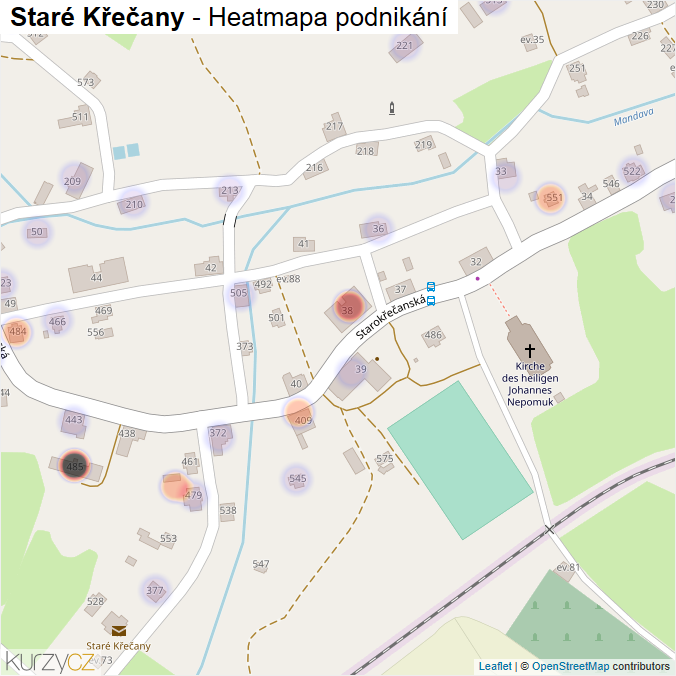 Mapa Staré Křečany - Firmy v části obce.