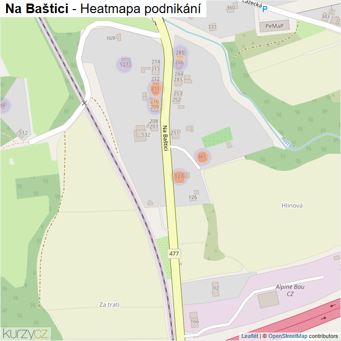 Mapa Na Baštici - Firmy v ulici.