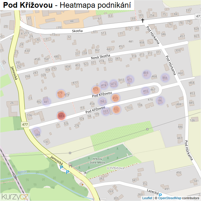 Mapa Pod Křížovou - Firmy v ulici.