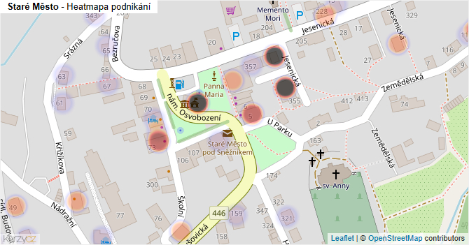 Staré Město - mapa podnikání