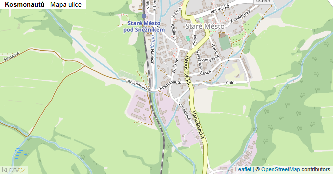 Kosmonautů - mapa ulice
