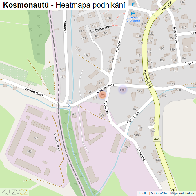 Mapa Kosmonautů - Firmy v ulici.