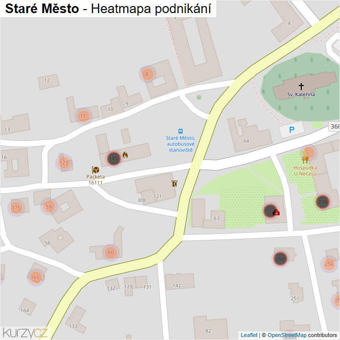 Mapa Staré Město - Firmy v obci.