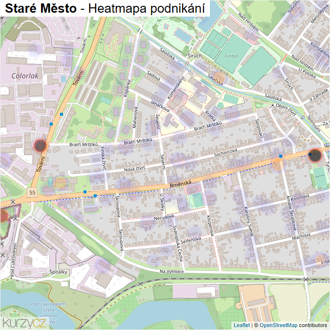 Mapa Staré Město - Firmy v obci.