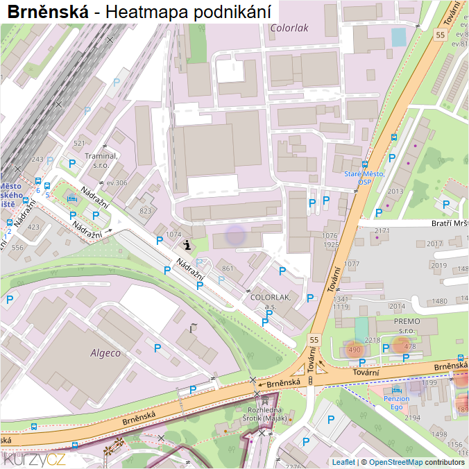 Mapa Brněnská - Firmy v ulici.